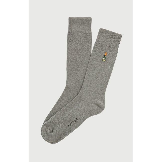 Chaussettes brodées en coton imprimé Champagne gris <span itemprop=