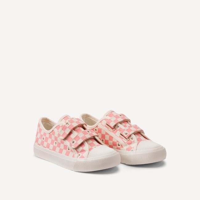 Canvas-Sneakers mit Klettverschluss rosa/ecru <span itemprop=