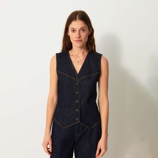 Gilet Mathieu en coton jean <span itemprop=