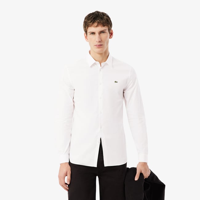 Chemise slim fit popeline de coton stretch - LACOSTE