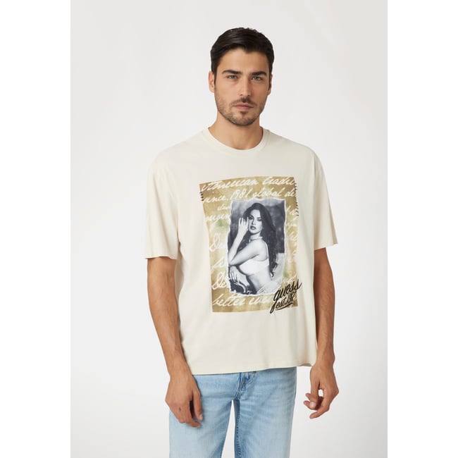 T-Shirt Imprimé Frontal crème <span itemprop=