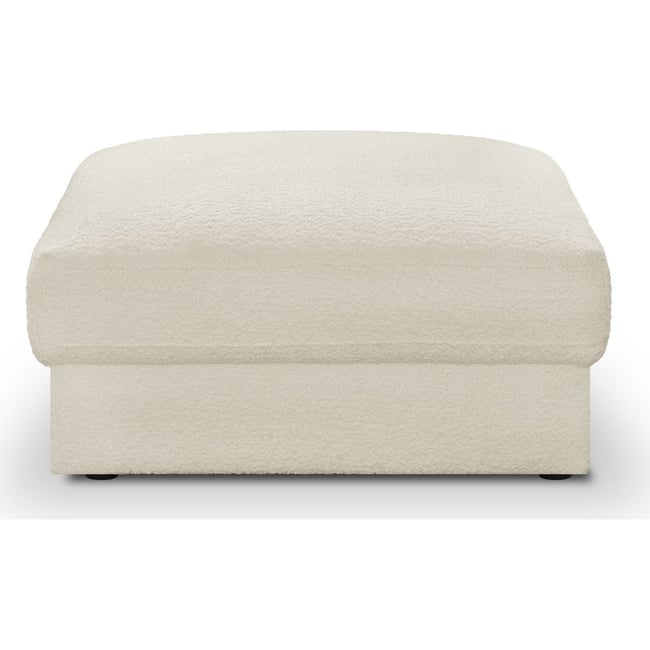 Pouf en tissu bouclette - ROBIN Couleur ecru <span itemprop=