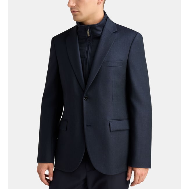 Veste de costume droite balneo parmenture laine bleu marine <span itemprop=