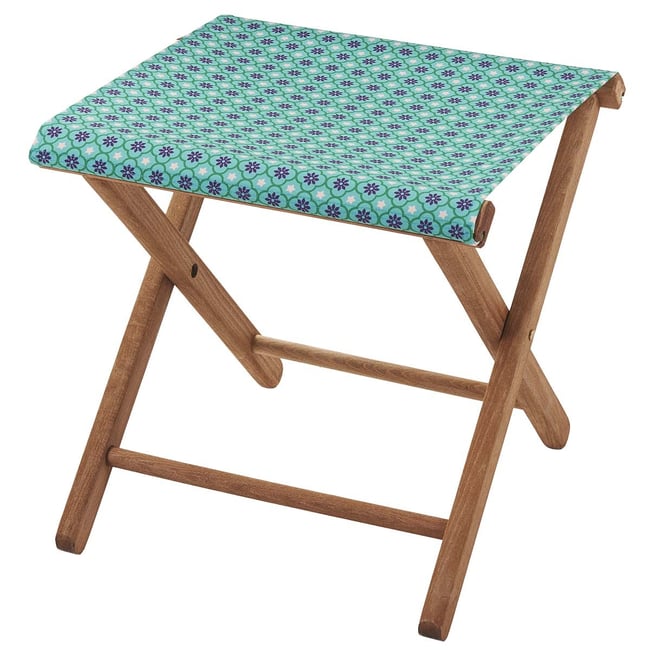 Pliant pêcheur en eucalyptus, motif graphique, ORIENT turquoise <span itemprop=