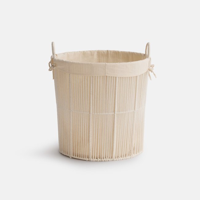 Panier à linge en coton, ELLIA Couleur blanc écru <span itemprop=
