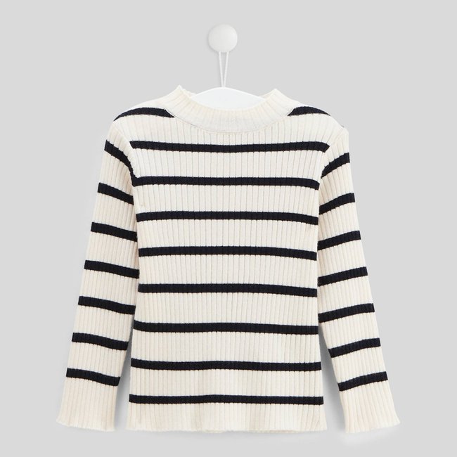Sous pull rayé à col montant amaretti <span itemprop=