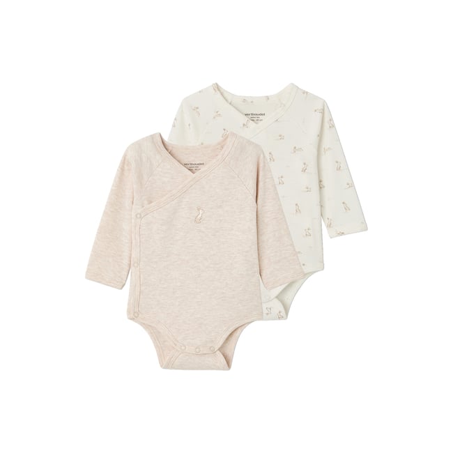 Lot de 2 bodies naissance manches longues écru <span itemprop=