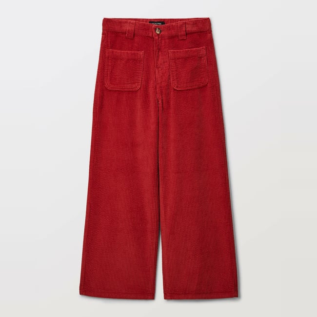 Pantalon effet velours à poches plaquées bonheur <span itemprop=