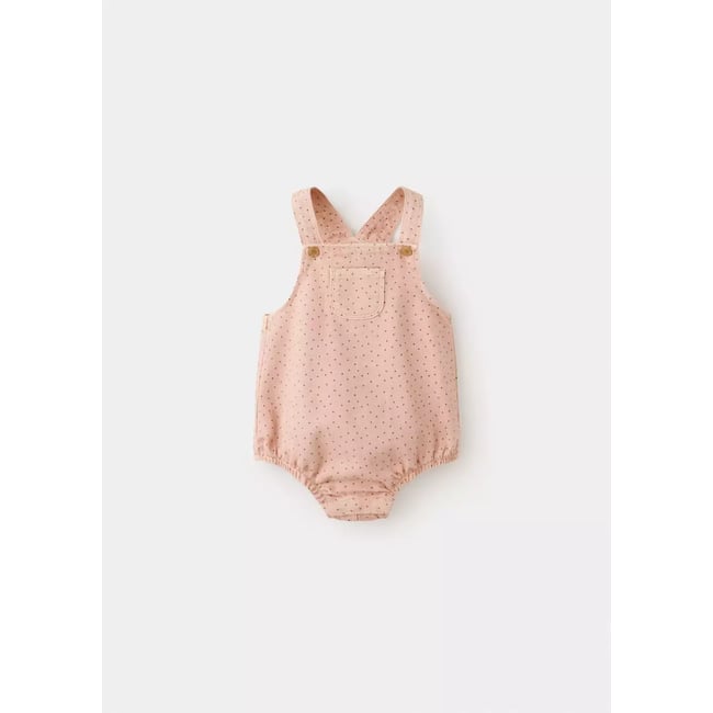 Salopette en denim à pois rose pastel <span itemprop=