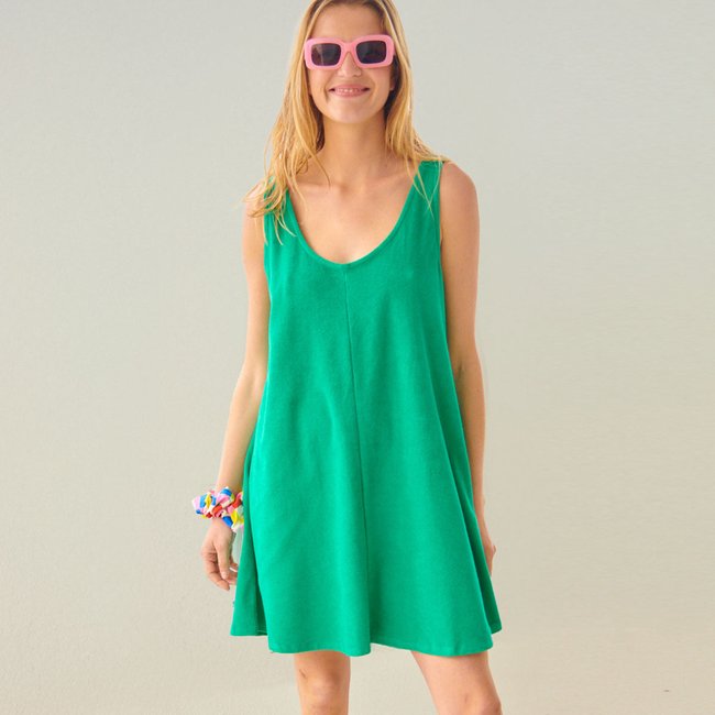 Robe coton éponge vert <span itemprop=