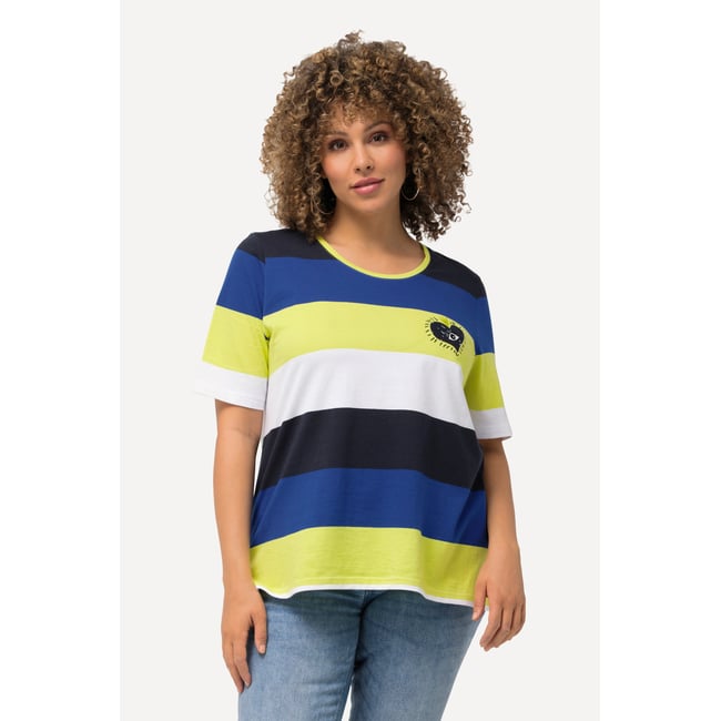 T-shirt à col rond et manches courtes. bleu cobalt <span itemprop=