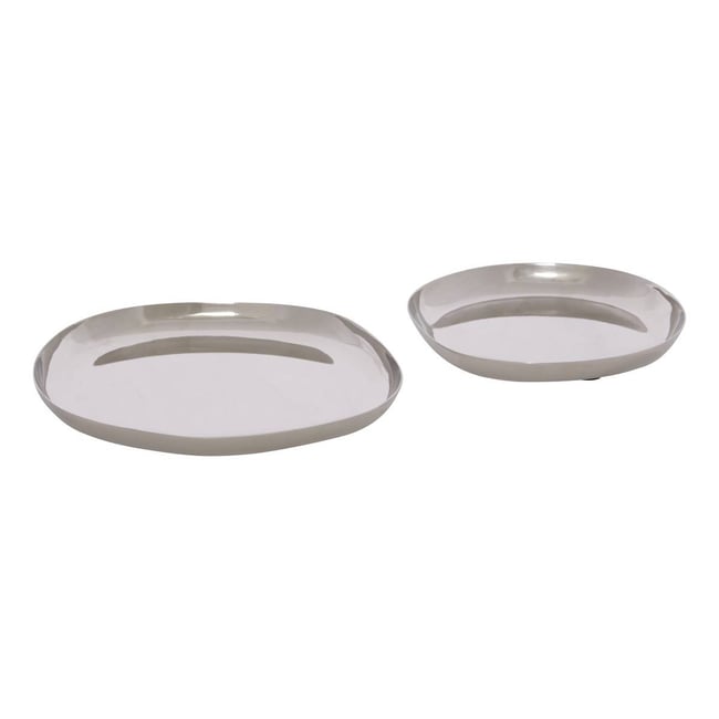 Lot de 2 vide-poches de Noël en aluminium ronds argentés Couleur argent <span itemprop=