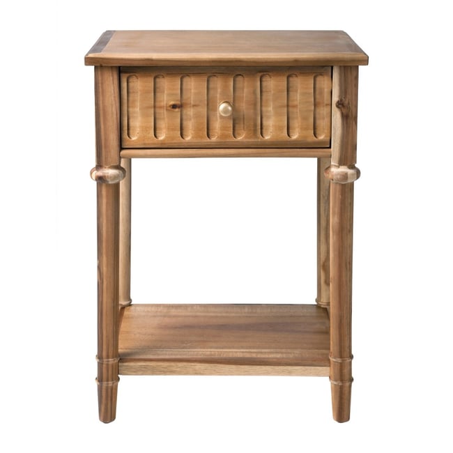 Chevet 1 tiroir bois massif vieilli - GEORGES Couleur bois foncé <span itemprop=