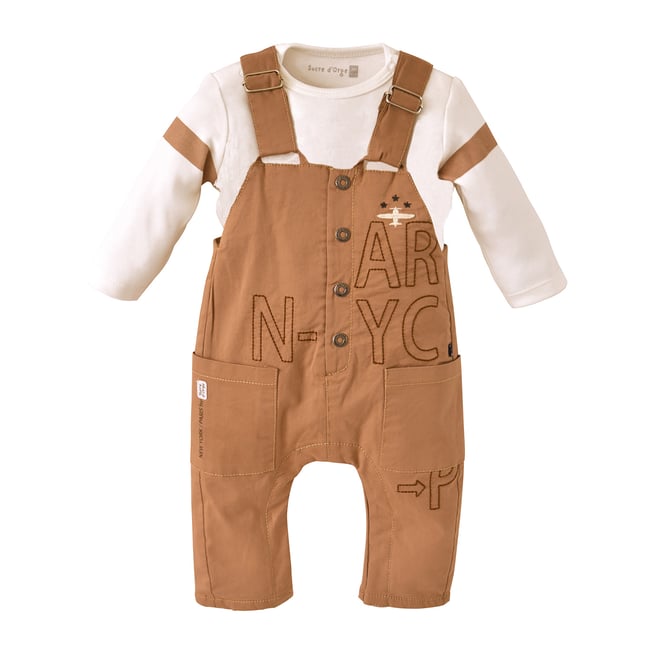 Tee shirt salopette donatien beige <span itemprop=