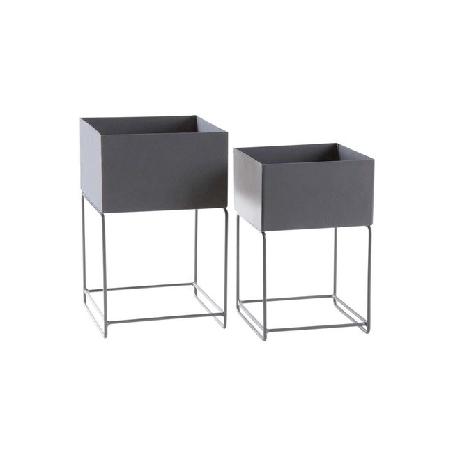 Sellettes de jardin en métal (Lot de 2) Carré Couleur grey <span itemprop=