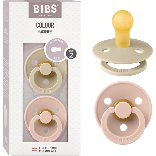 Lot de 2 sucettes - Latex de caoutchouc naturel - Taille 2 6 mois Vanilla/Blush - Bibs