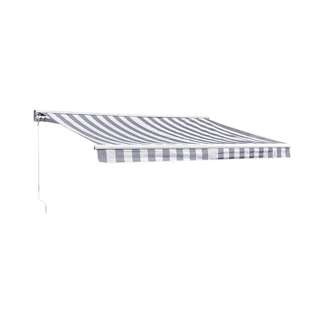 Store banne avec semi-coffre, 3,5x3m, SAULE blanc, gris, blanc <span itemprop=