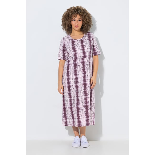 Robe midi avec rayures esprit batik brun nougat <span itemprop=