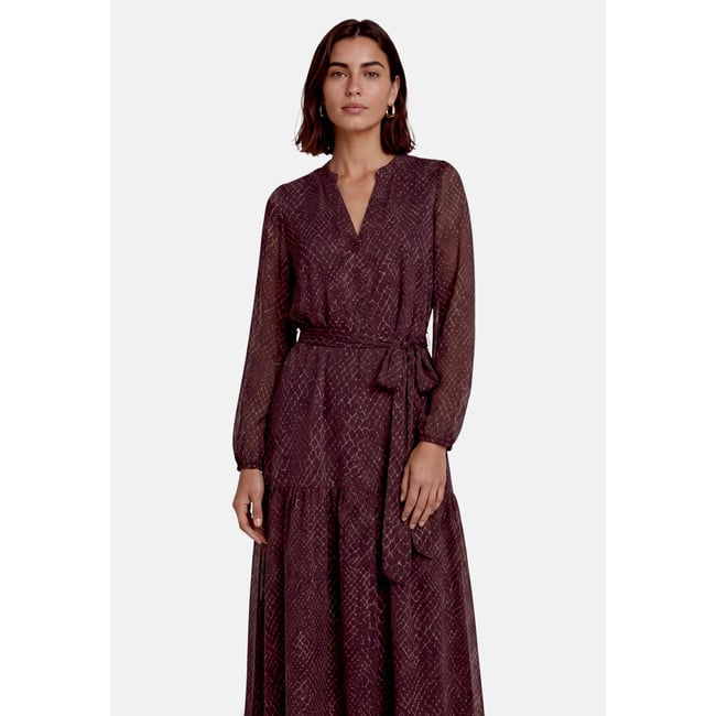 Robe maxi longueur à ceinture beige/brown <span itemprop=