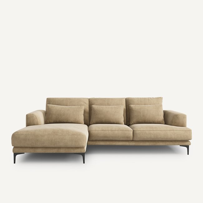 Linkse hoekbank in stonewashed fluweel, Marsile <span itemprop=