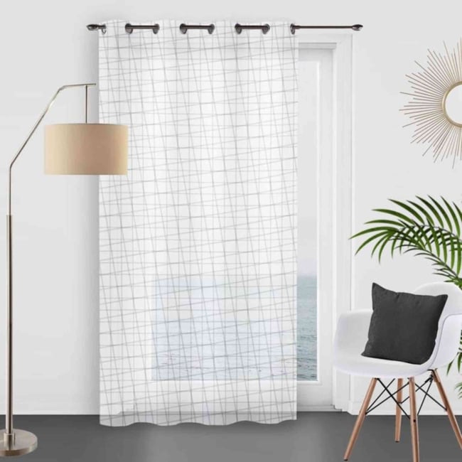 Voilage à Oeillets Blanc Soleil D'Ocre Alix - Polyester Léger & Élégant 135x180 Cm Pour Fenêtres Avec Radiateur