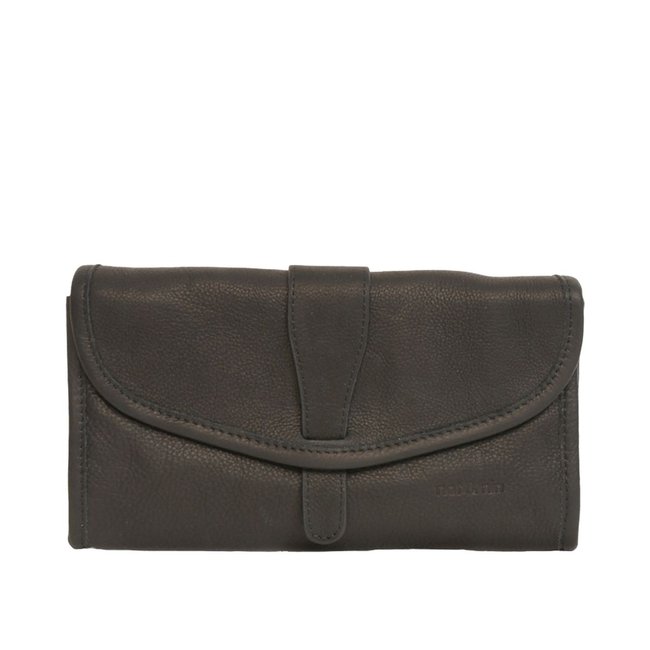 Portefeuille à rabat en cuir lisse PATTY noir <span itemprop=