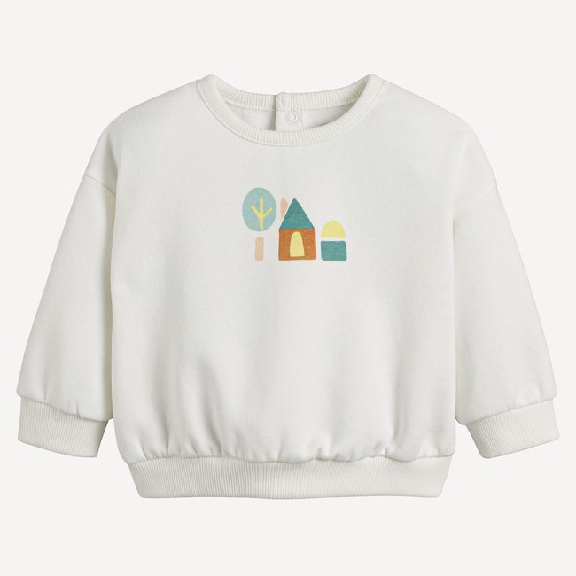 Sweat col rond en molleton, pressionné au dos ecru <span itemprop=