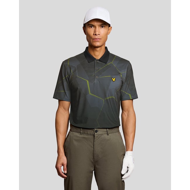 Polo géométrique graphique noir jais <span itemprop=