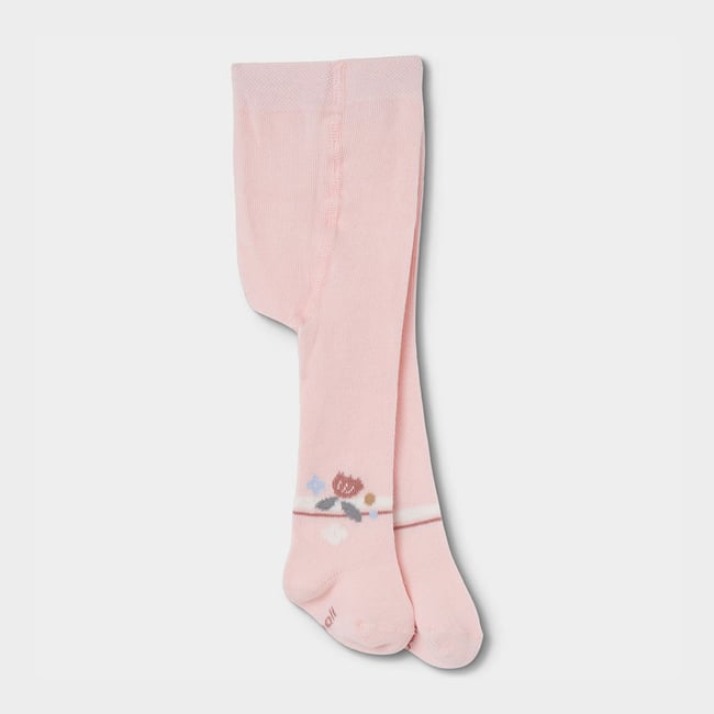 Collant imprimé fleurs bébé pink <span itemprop=