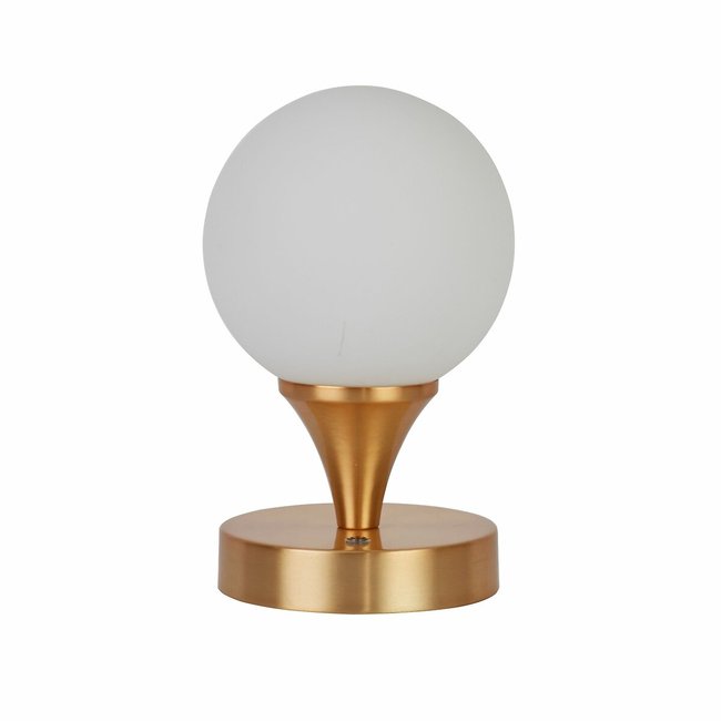Rechargeable White Opal Glass Table Lamp, gold-coloured, SO'HOME