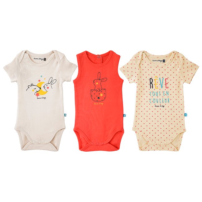 Lot de 3 bodies cengiz sucre d'orge rose <span itemprop=