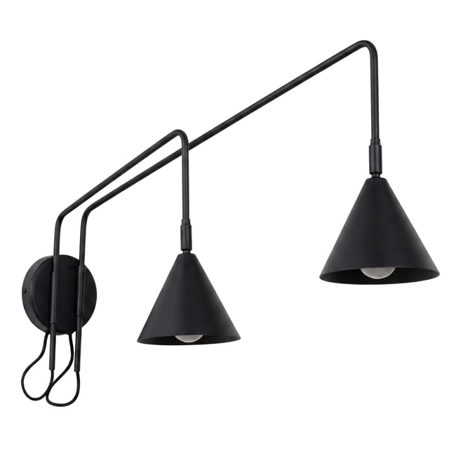 Applique murale Noir E14 2 NOX Couleur noir <span itemprop=