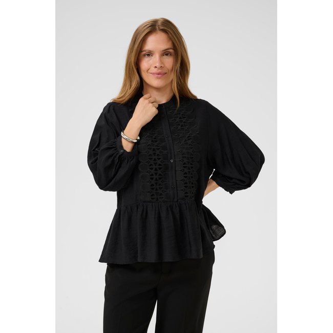 Blouse à manches longues coupe relax noir black <span itemprop=