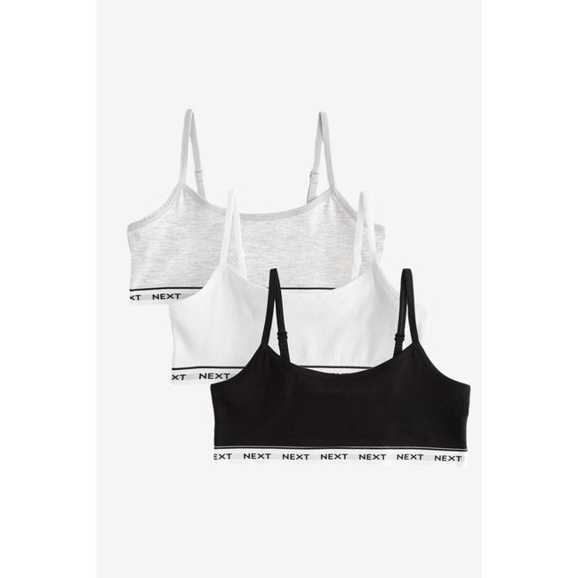 Hauts courts à bretelles, lot de 3 gris/noir/blanc <span itemprop=