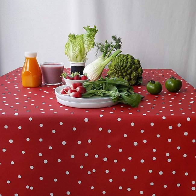 Nappe enduite ronde ou ovale CONFETTIS rouge <span itemprop=