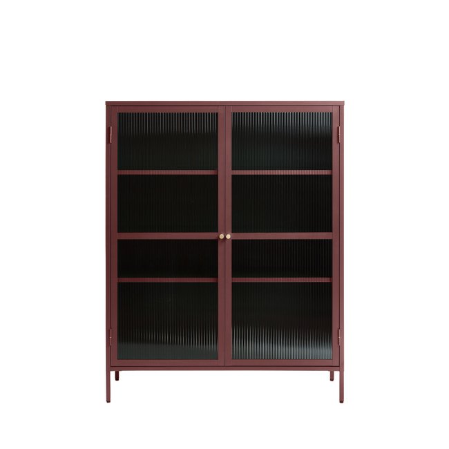 Vaisselier 2 portes en verre strié et métal H140cm- BJORN - DRAWER