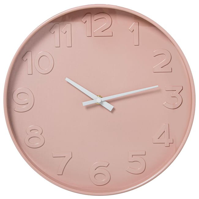 Horloge murale ronde rose 30x30cm Couleur rose <span itemprop=