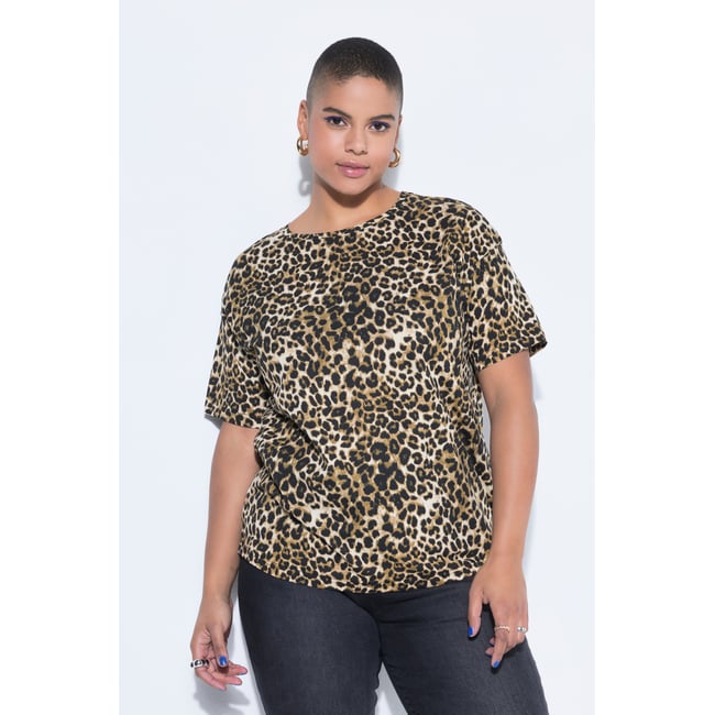 T-shirt oversize à motif léopard champagne clair <span itemprop=