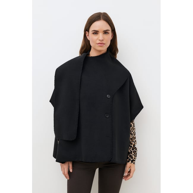Poncho ample col rond HESTELA noir <span itemprop=