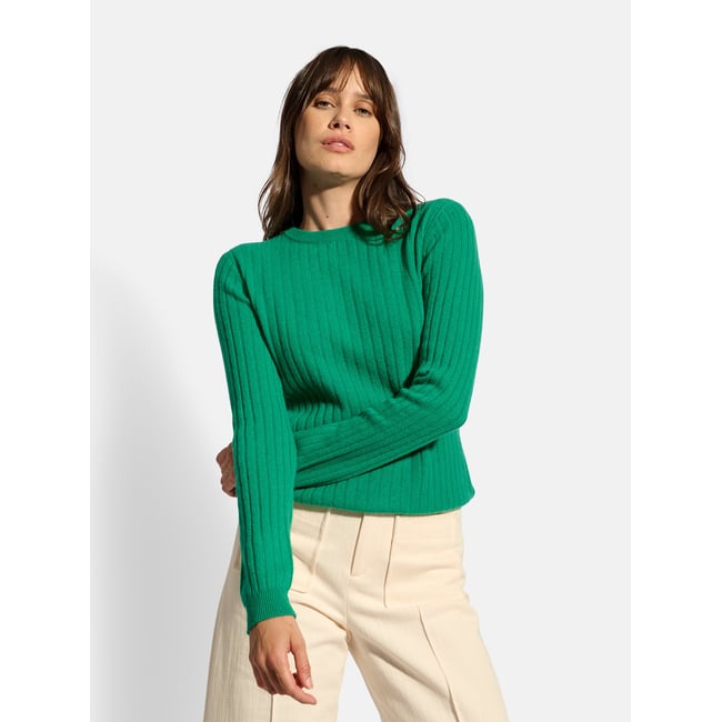 Pull Col Rond Menthe Avana vert <span itemprop=