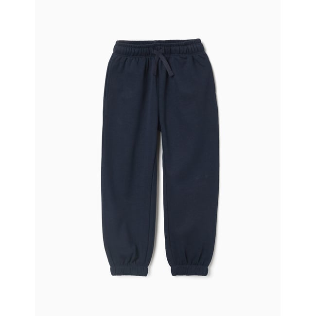 Pantalon de jogging en molleton avec cordon de serrage et poches bleu foncé <span itemprop=