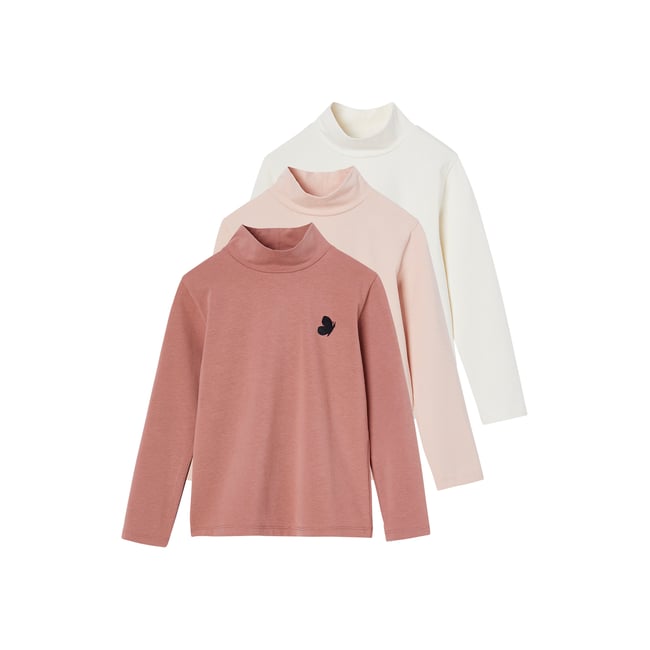 Lot de 3 tee-shirts BASICS à col montant bois de rose <span itemprop=