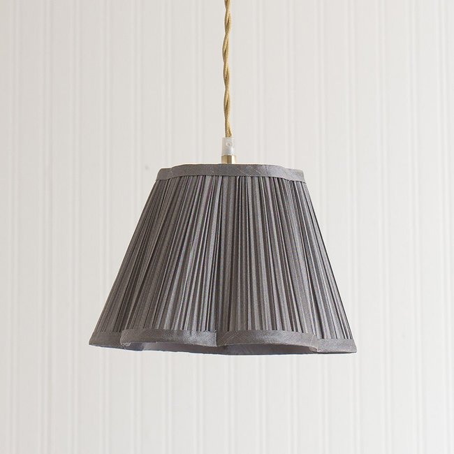 Small Pleated Faux Silk Scalloped Easy Fit Lamp Shade - SO'HOME