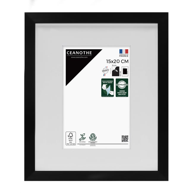 Cadre Photo Avec Passe-partout En Résine Recyclée WILD Couleur noir <span itemprop=