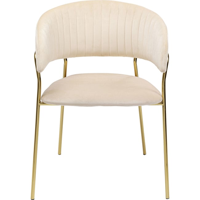 Chaise avec accoudoirs en velours, BELLE Couleur crème <span itemprop=