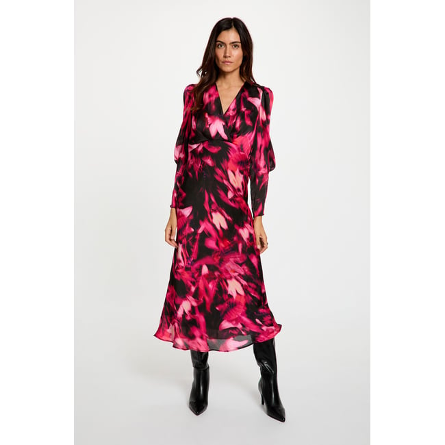 Robe voile col v multicolore <span itemprop=