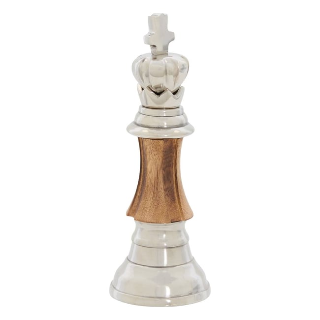 Pièce d'échec déco Johan H.25cm argent - ATMOSPHERA