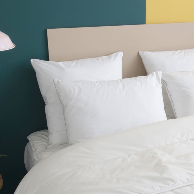 Oreiller MOELLEUX Toucher Duvet - Coton - Arsène Couleur blanc <span itemprop=