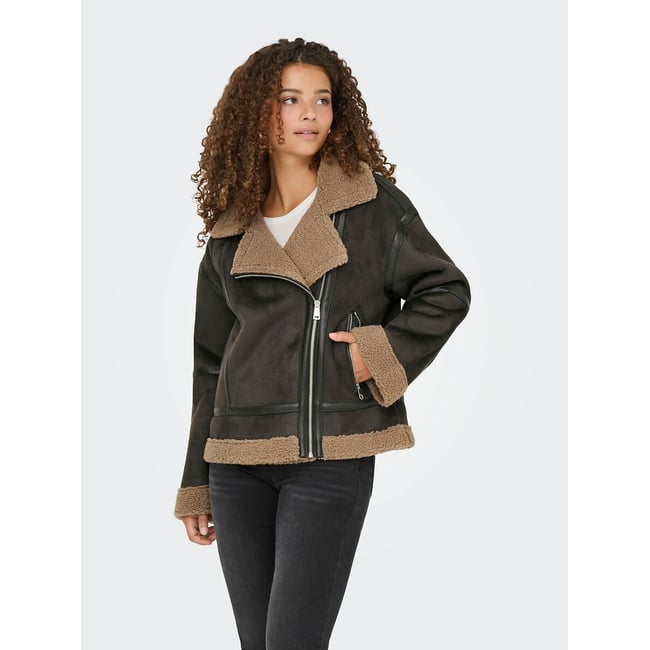 Manteau court esprit motard doublé sherpa - ONLY
