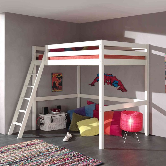 Lit mezzanine laqué Couleur blanc <span itemprop=